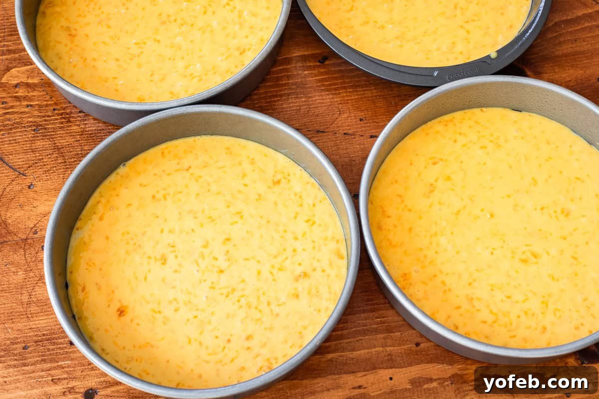 Golden Pineapple Mandarin Cake 11 pig pickin cake batter divided evenly into 4 metal 8-inch round baking pans.