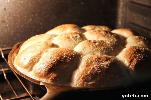 Samoan Coconut Rolls baking, with coconut milk bubbling around them.