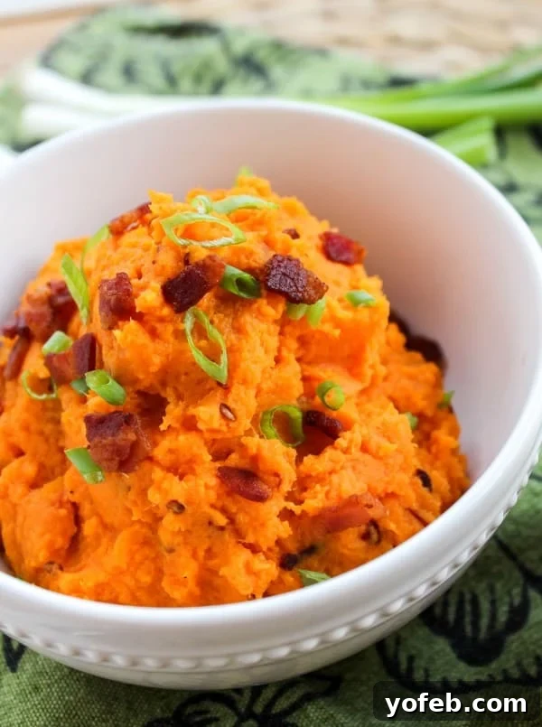 Sweet Heat Chipotle Bacon Sweet Potatoes 7 Chipotle Mashed Sweet Potatoes with Bacon from TheFoodCharlatan.com