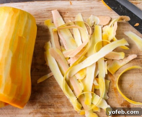 Roasted Butternut, Cranberry, and Chèvre Crostini 15 Peeling the skin off butternut squash with a vegetable peeler