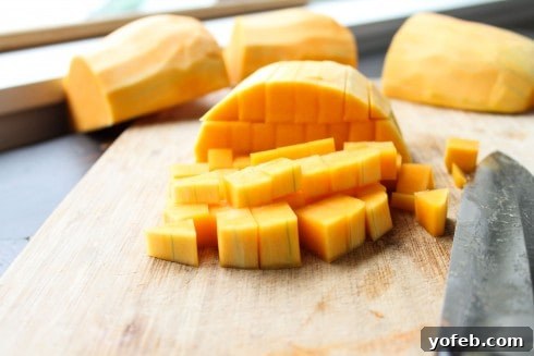 Roasted Butternut, Cranberry, and Chèvre Crostini 19 Dicing butternut squash into small cubes