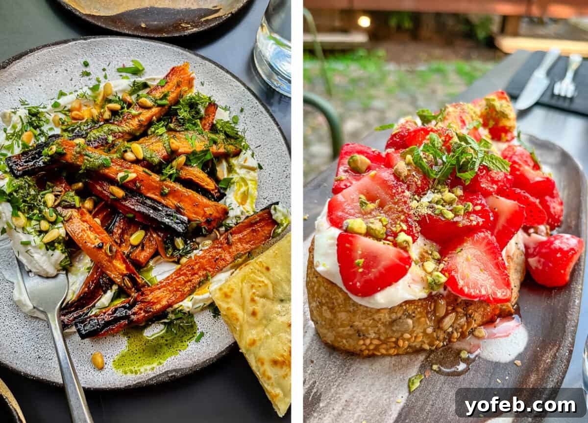 Unlock the Charm of the Baltics 38 Roasted carrots with cream sauce and dill, served with strawberry bruschetta.