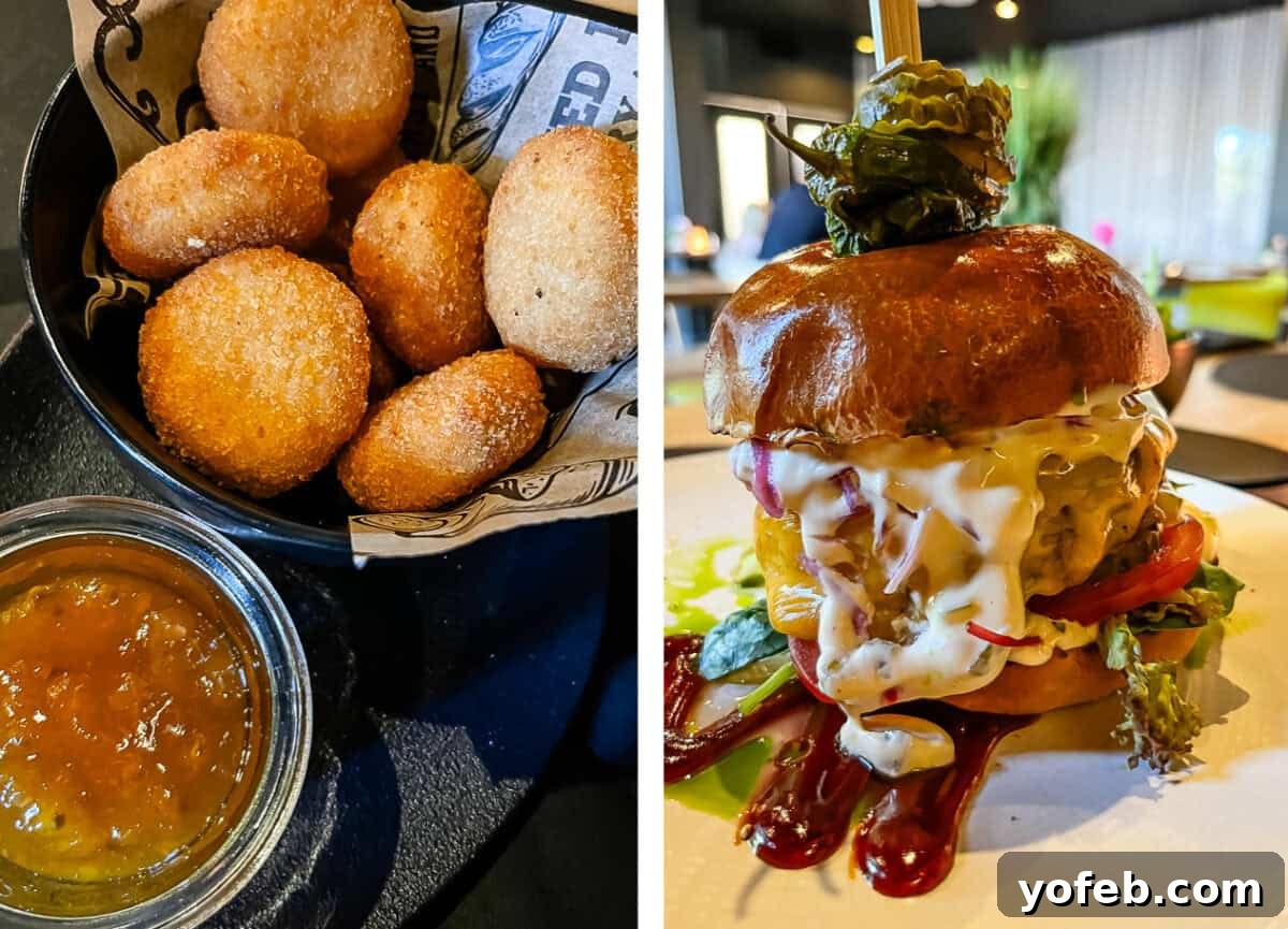 Unlock the Charm of the Baltics 61 Delicious fried Camembert cheese with cloudberry jam and a gourmet burger.