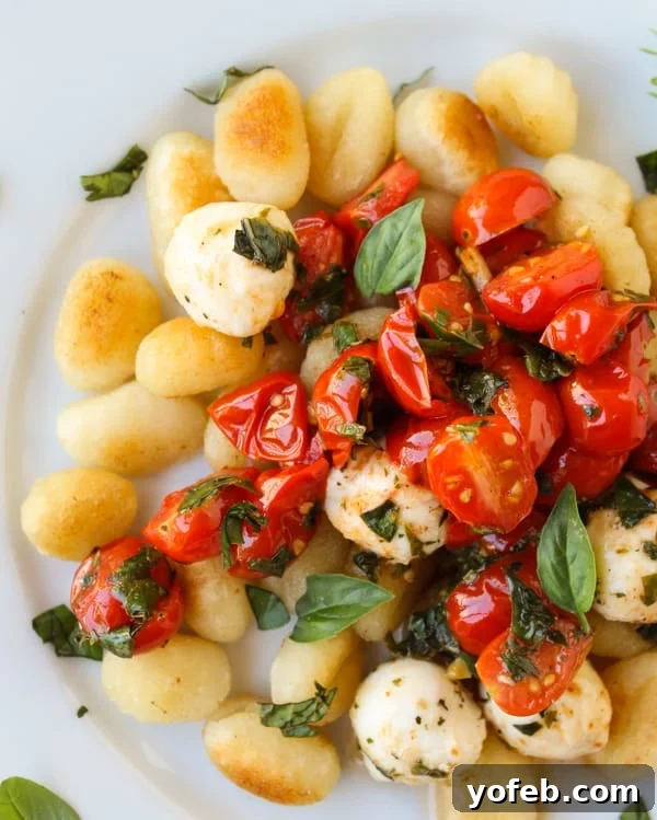 Sweet and Savory Caramelized Gnocchi with Blistered Tomatoes and Melted Mozzarella 2 Easy Caramelized Gnocchi with Cherry Tomatoes and Mozzarella