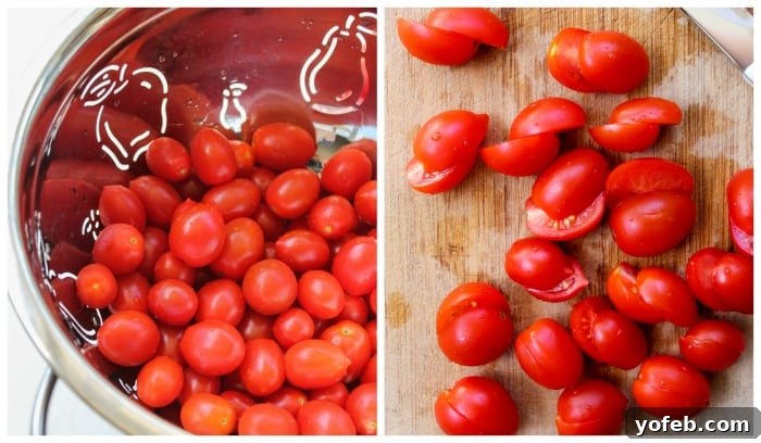 Sweet and Savory Caramelized Gnocchi with Blistered Tomatoes and Melted Mozzarella 10 Close-up of fresh cherry tomatoes