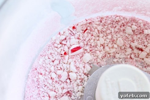 Finely crushed candy canes for cookie dough