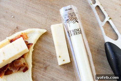 Spicy Bacon and Pepper Jack Crescent Rolls 12 Cutting Pepper Jack cheese for crescent rolls