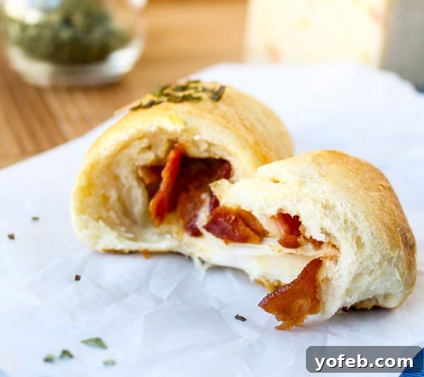 Spicy Bacon and Pepper Jack Crescent Rolls 5 Bacon & Pepper Jack Stuffed Crescent Rolls fresh out of the oven
