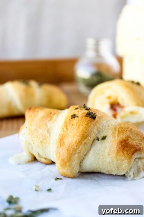 Spicy Bacon and Pepper Jack Crescent Rolls 6 Close-up of golden brown Bacon & Pepper Jack Stuffed Crescent Rolls