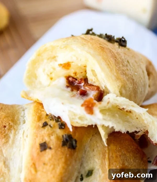 Spicy Bacon and Pepper Jack Crescent Rolls 7 A tray of freshly baked Bacon & Pepper Jack Stuffed Crescent Rolls