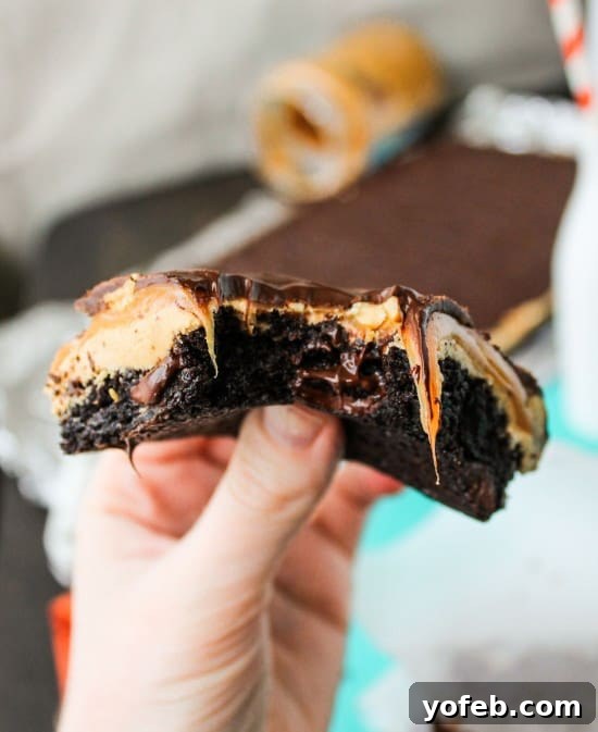 Ultimate Snickers Brownie Treat 4 Stack of rich Snickers Brownie Bars, perfect for dessert lovers