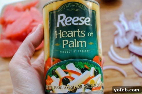 Zesty Avocado & Ruby Grapefruit Medley 6 A can of hearts of palm, an essential ingredient for a unique salad
