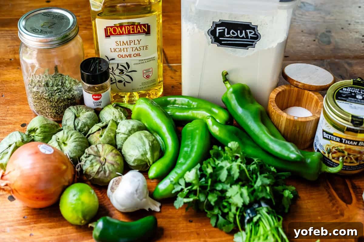 Tangy Tomatillo Enchilada Sauce 6 ingredients for green enchilada sauce like tomatillos, green peppers, and more.