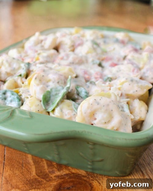 Easy Cheesy Asparagus Tortellini Bake