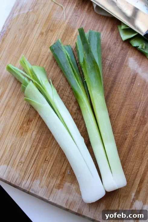 Leeks boiling in a pot of water
