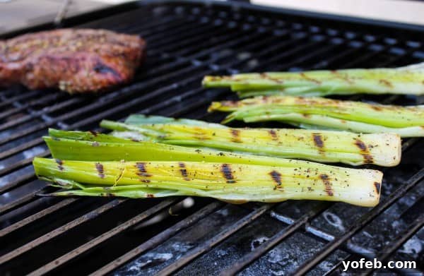 Grilled leeks with perfect char marks