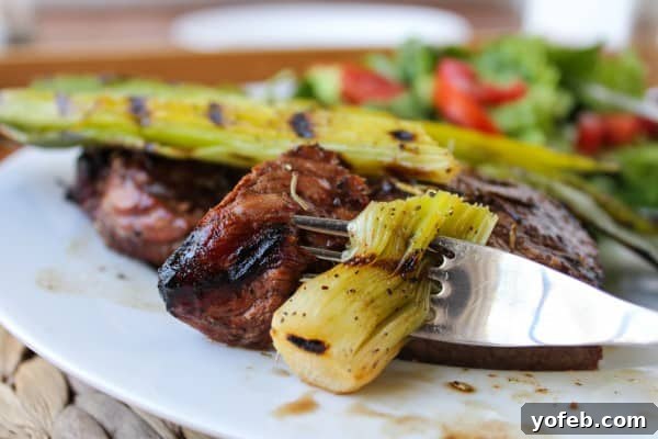 Grilled Leeks with Charred Marks and Tender Texture