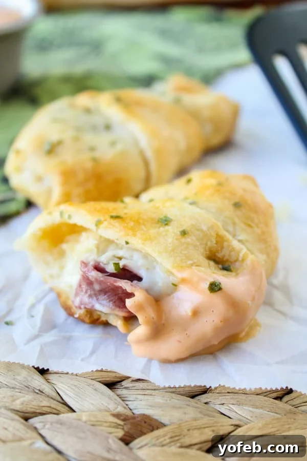 Reuben Crescent Bites 4 Reuben Stuffed Crescent Rolls with Thousand Island Dip