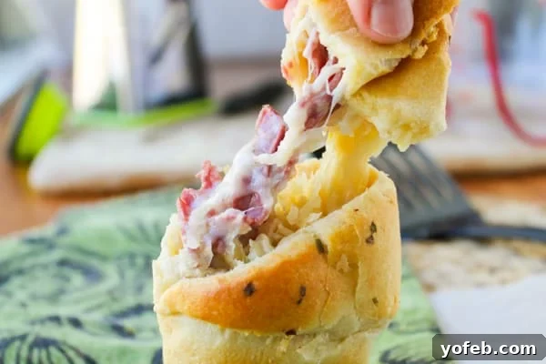 Reuben Crescent Bites 5 Reuben Stuffed Crescent Rolls on a Platter