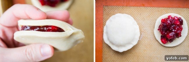 Sweet Cranberry Dulce de Leche Hand Pies 13 Pinching Edges of Hand Pies Before Baking