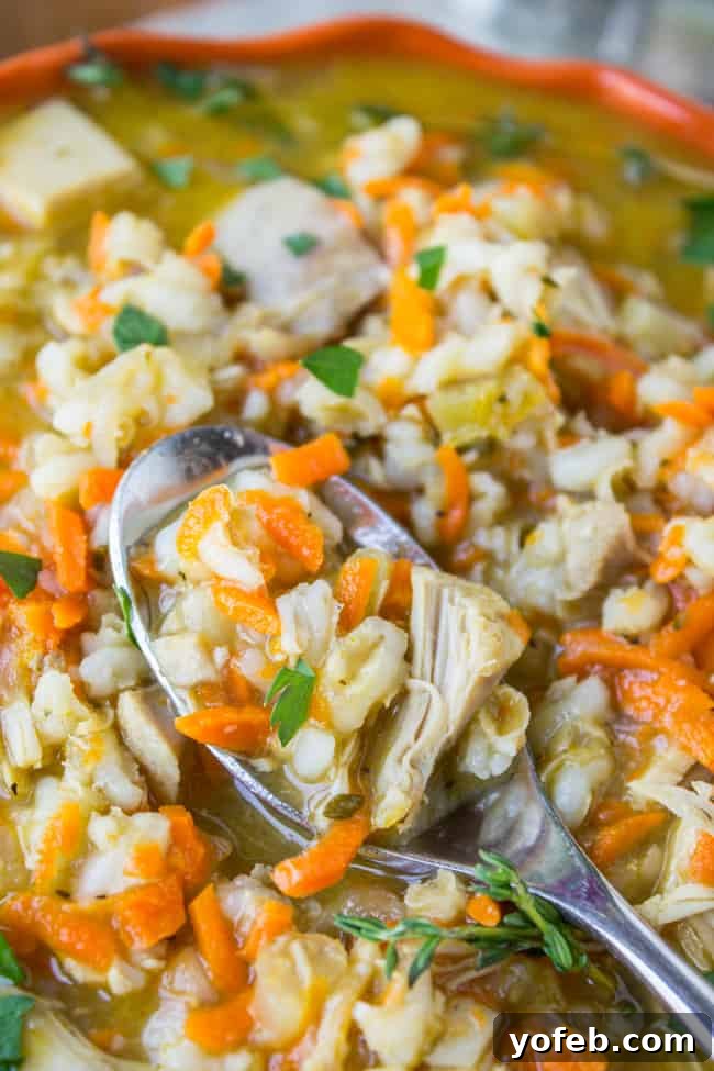 Hearty Slow Cooker Turkey Barley Soup 3 Slow Cooker Turkey Barley Soup, perfect for a healthy post-Thanksgiving recovery, from The Food Charlatan
