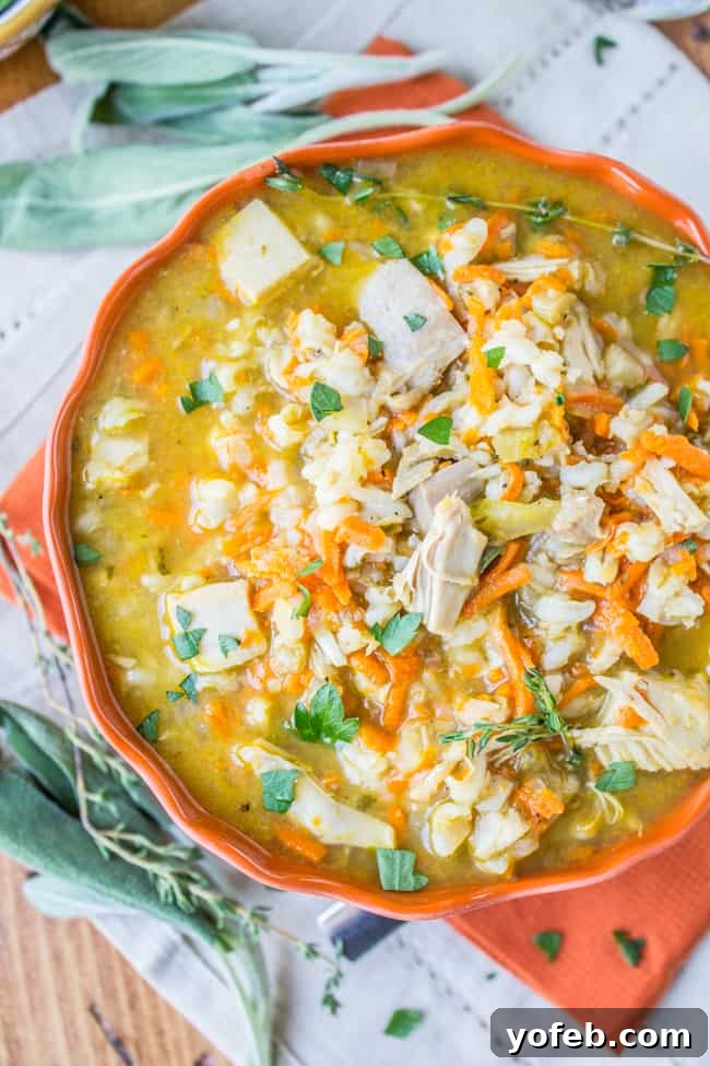 Hearty Slow Cooker Turkey Barley Soup 4 Hearty and healthy Slow Cooker Turkey Barley Soup, perfect for using leftover turkey from The Food Charlatan