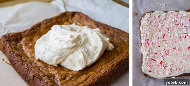 Spreading smooth gingerbread batter evenly into a baking pan, a crucial step for making perfect gingerbread bars.