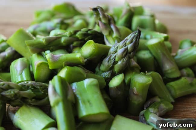 Spring Asparagus Egg Stratta 5 chopped asparagus.
