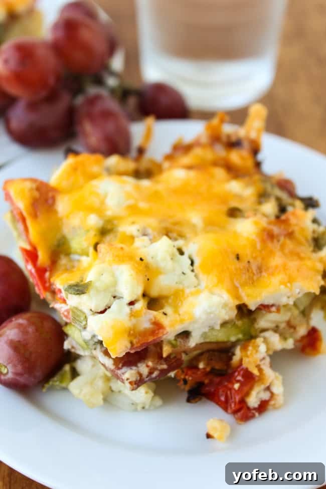 Overnight Bacon and Asparagus Breakfast Casserole from The Food Charlatan
