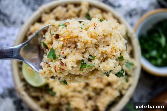 Asian Cauliflower Fried Rice 5 A bowl of Asian Cauliflower Rice ready to be served