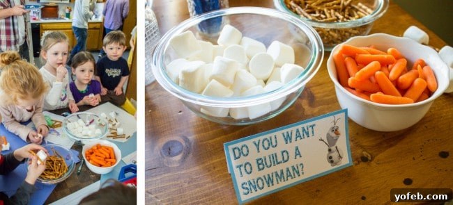 Edible Snowman Building Activity DIY Snowman Building Kit with Marshmallows and Pretzels