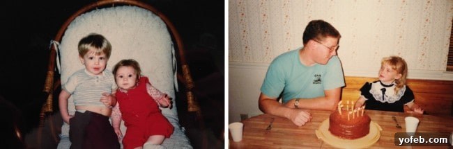 Refreshing Strawberry Panzanella 5 Birthday celebration photo with the author and Uncle Jim sharing a cake