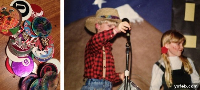 Refreshing Strawberry Panzanella 6 Childhood photo of the author and brother Nate playing POGS and singing 'There's a Hole in the Bucket'