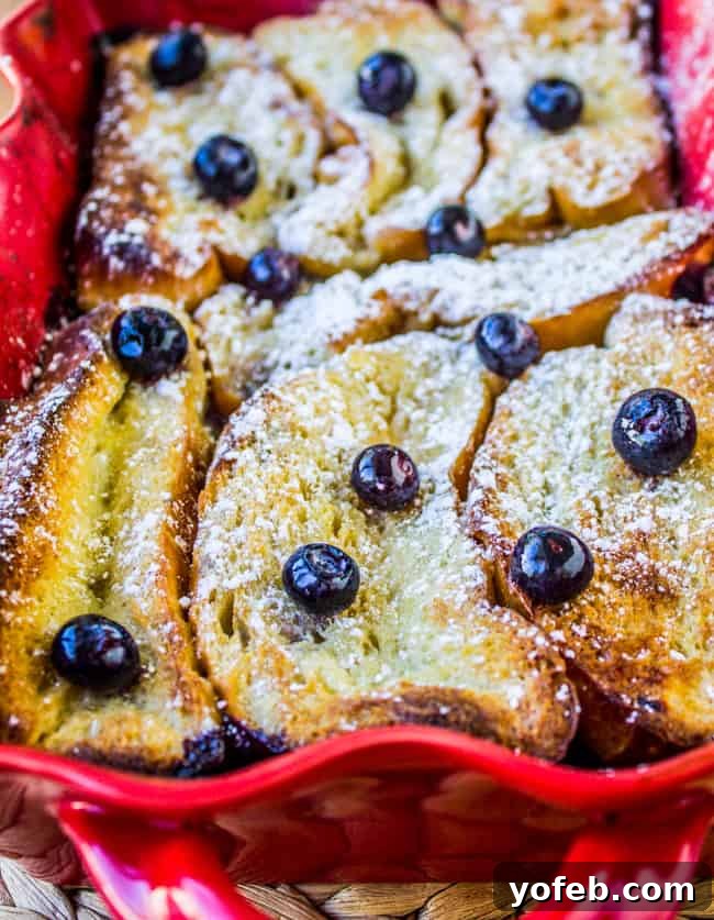 Blueberry Bliss Overnight French Toast Bake 3 Close-up of the delicious Overnight Blueberry French Toast Casserole before baking