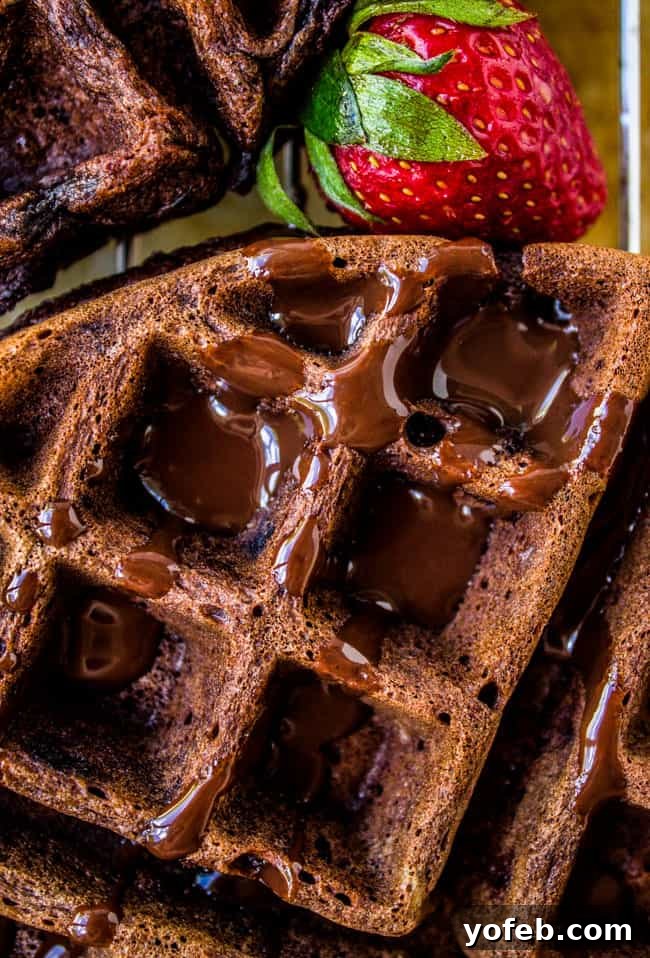Bittersweet Chocolate Waffles, Ganache-Glazed, with Summer Strawberries 5 Mixing waffle batter with egg whites and chocolate chunks