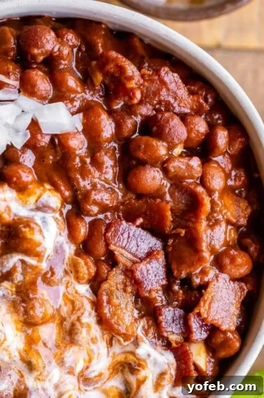 Authentic Mexican Black Beans Recipe with Garlic and Cilantro 15 santa maria style beans in a bowl with bacon and sour cream
